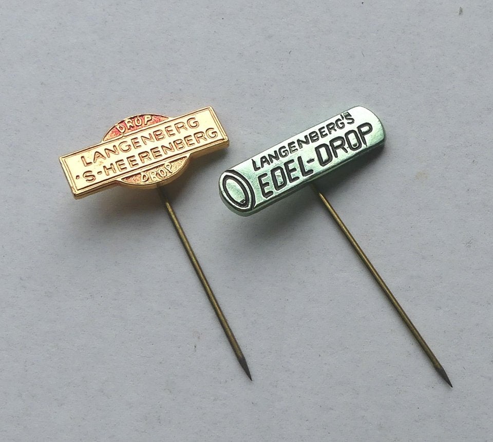 Langenberg drop speldjes oud speldje 2x 's-Heerenberg, Ophalen of Verzenden, Gebruikt, Merk, Speldje of Pin