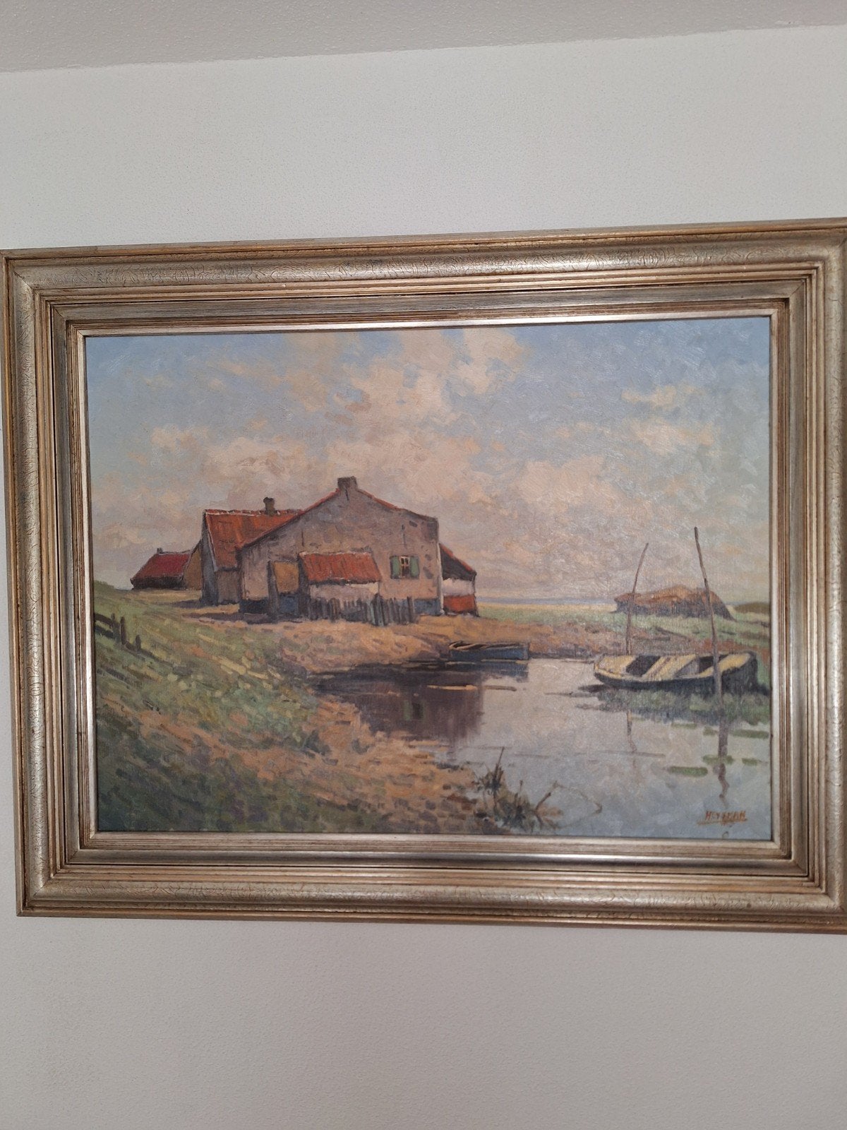 W.Heytman 1950, Landschap., Ophalen, Doek, Realistisch, Gesigneerd