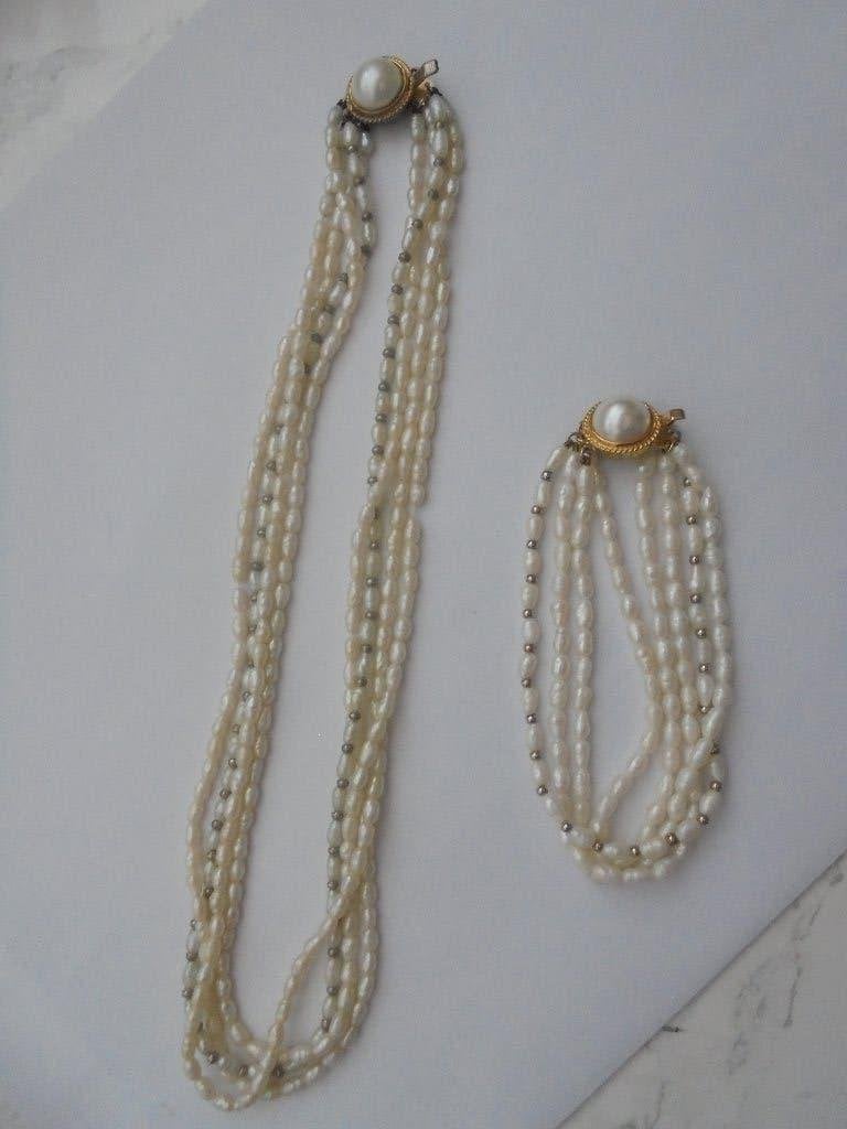 Vintage sieraden set zoetwaterparels, Ophalen of Verzenden, Overige materialen, Overige typen