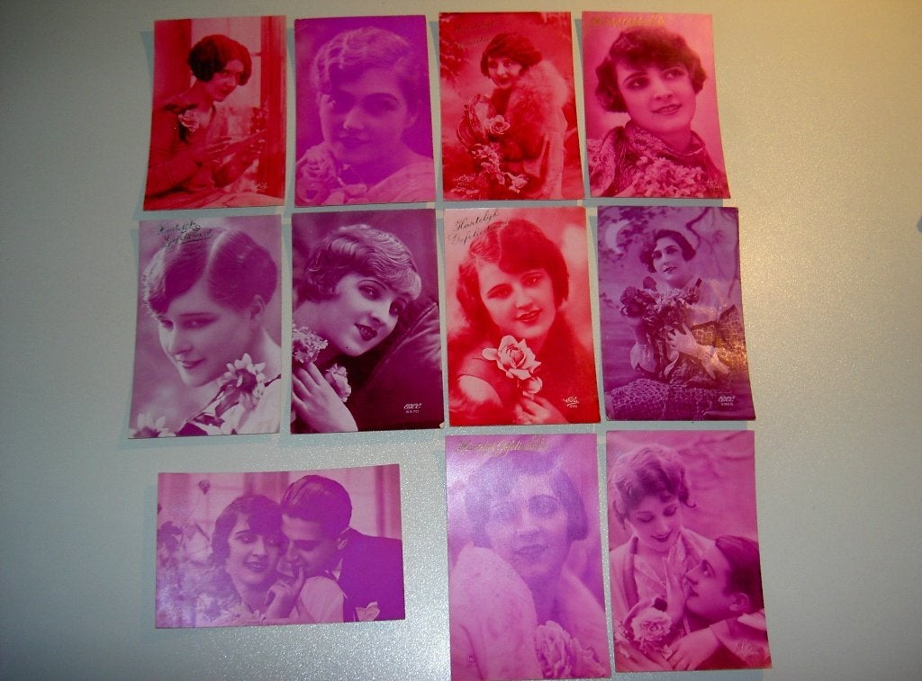 Rose ansichtkaarten , 11 stuks uit de oude doos . jaren 1920, Ophalen of Verzenden, Voor 1920, Gelopen, Sterren en Beroemdheden