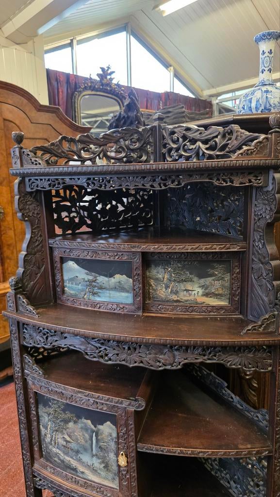 Antieke Chinese kast met handgeschilderde panelen, Antiek en Kunst, Ophalen of Verzenden