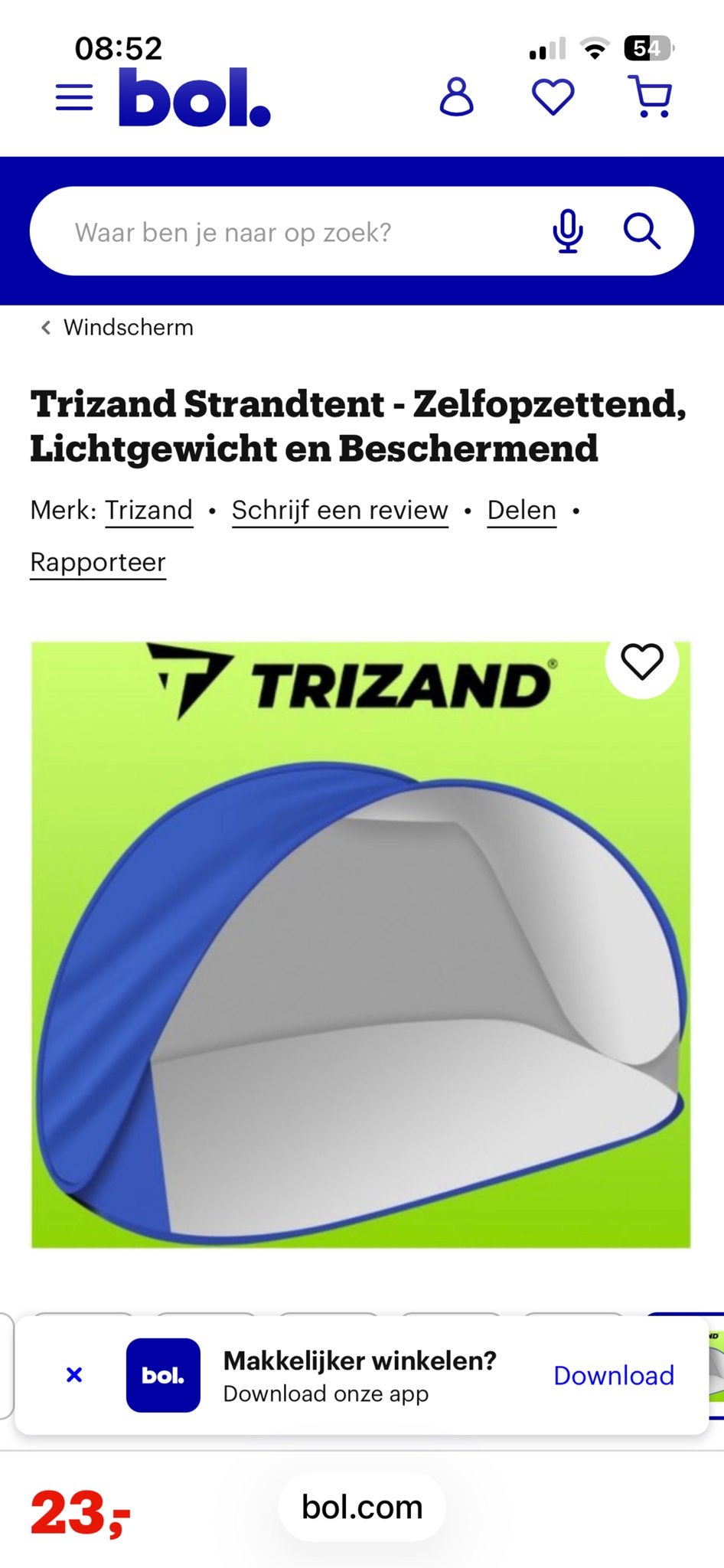 Trizand Strandtent - Zelfopzettend, Lichtgewicht en Bescherm, Caravans en Kamperen, Tenten, Ophalen of Verzenden, Zo goed als nieuw