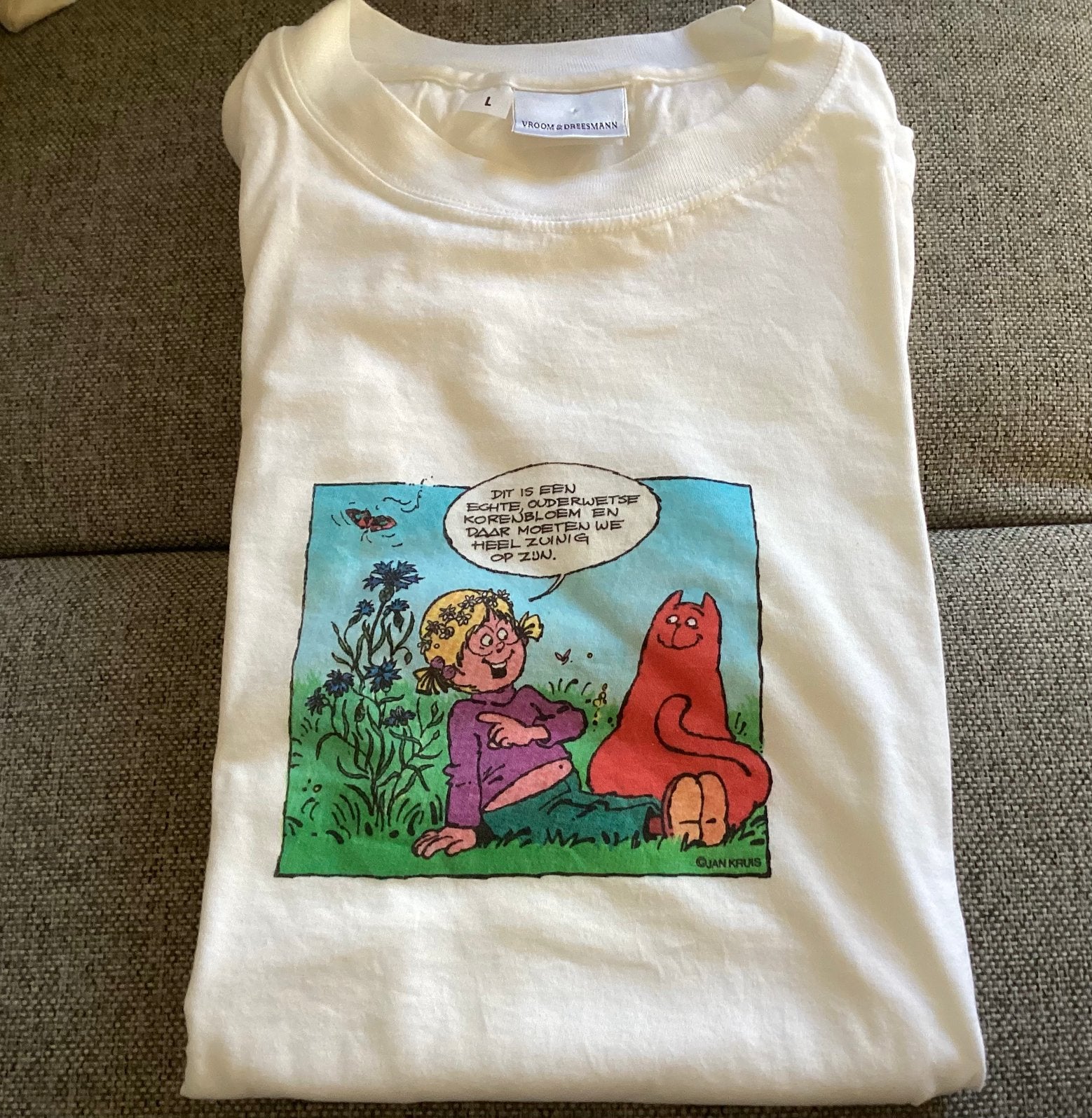 Shirt Catootje+ de Rode Kater temidden van de korenbloemen., Verzamelen, Ophalen of Verzenden, Snoopy, Nieuw, Overige typen