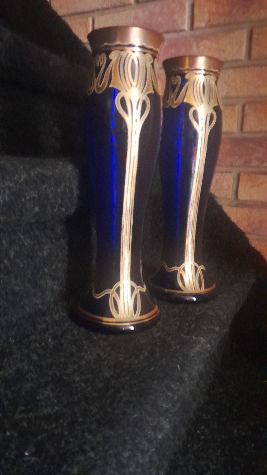 Prachtige Art Nouveau Kobaltblauwe Vazen (Set van 2), Ophalen of Verzenden