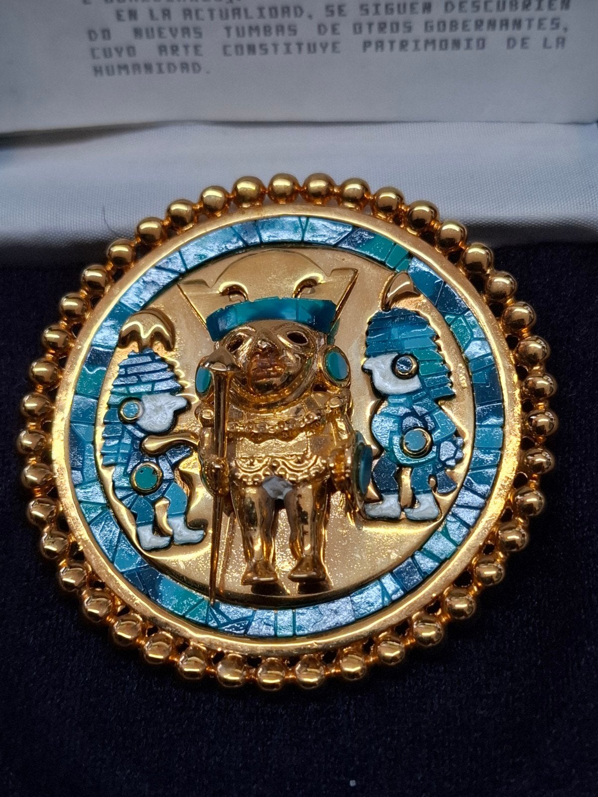 Sipan Broche: Replica van Moche Oorornament (21K verguld), Ophalen of Verzenden