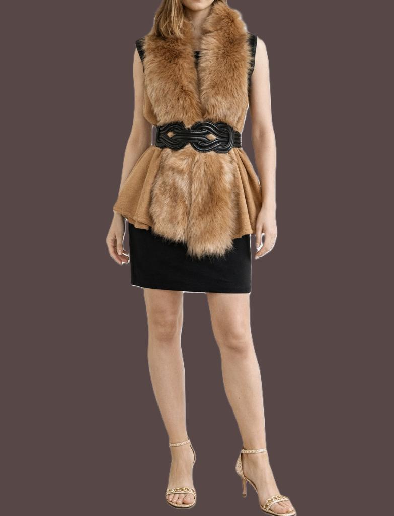 mouwloze gilet met zachte faux-fur kraag maat 36/38, Kleding | Dames, Bodywarmers, Zo goed als nieuw, Maat 36 (S), Beige, Ophalen of Verzenden