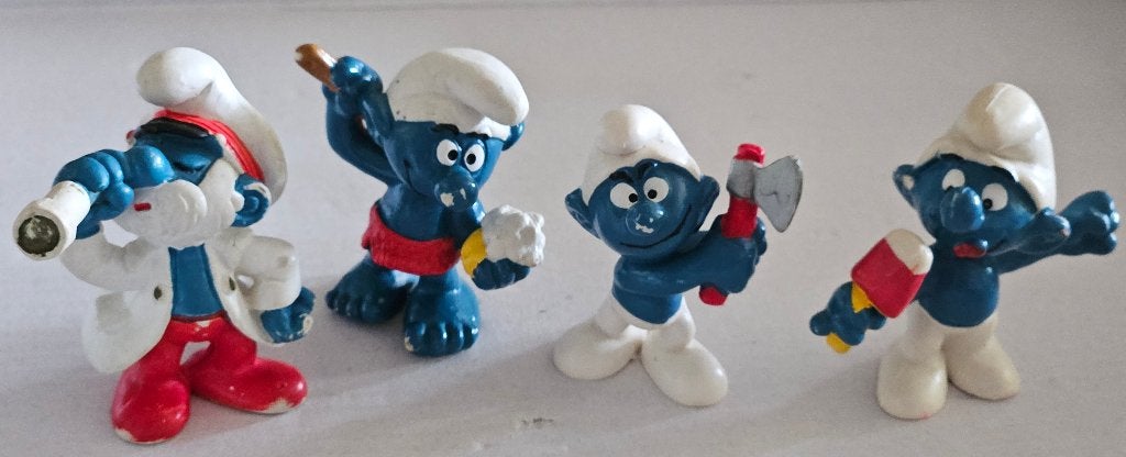 Schleich/Peyo smurfen 4 x, Verzamelen, Smurfen, Ophalen of Verzenden, Gebruikt, Verschillende Smurfen, Poppetje, Figuurtje of Knuffel