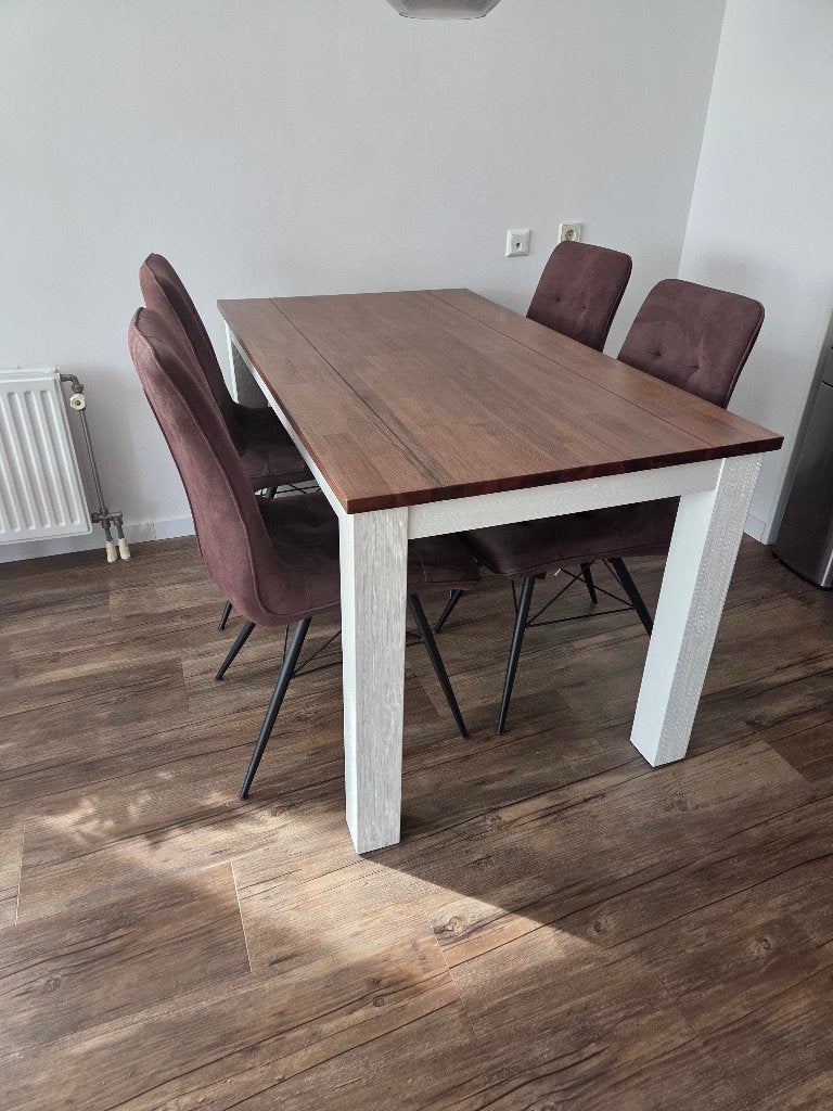 Eettafel Toulouse + stoelen, Huis en Inrichting, Tafels | Eettafels, Ophalen, Gebruikt, 100 tot 150 cm, 50 tot 100 cm
