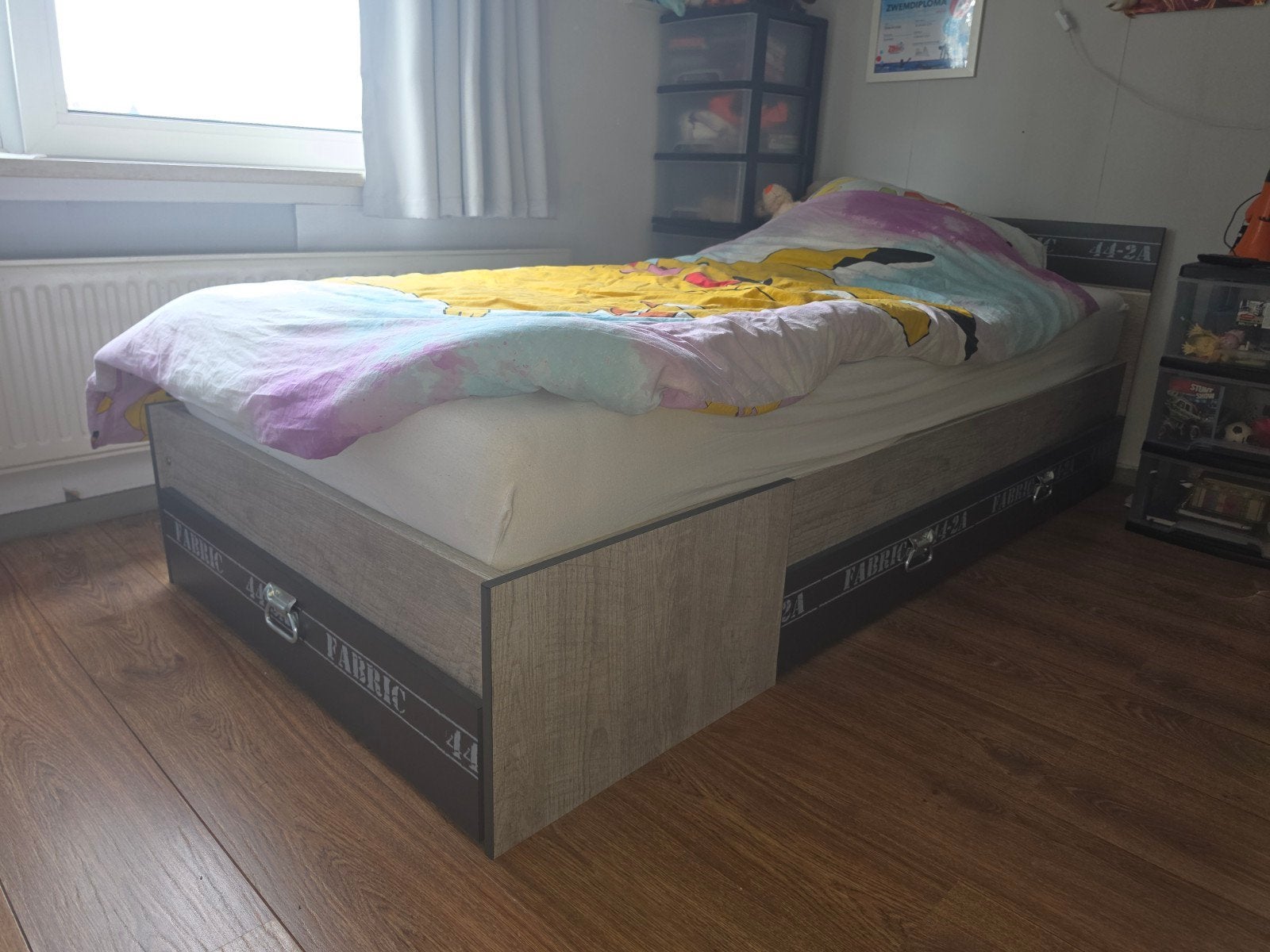 Eenpersoonsbed met   lades, Ophalen, Gebruikt, 90 cm, Eenpersoons