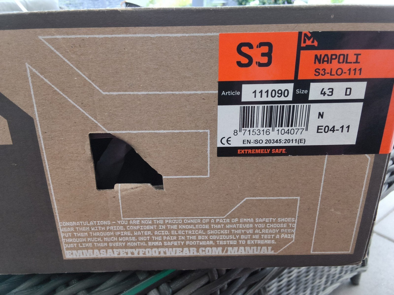 Emma Napoli S3 Veiligheidsschoenen - Maat 43, Bruin, Emma, Nieuw, Ophalen of Verzenden