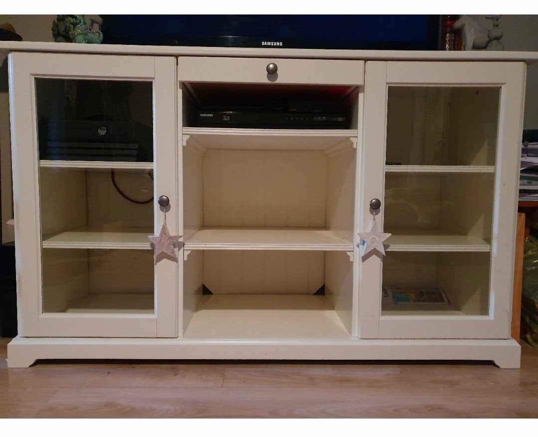 Ikea Liatorp Dressoir - Wit met Glazen Deuren, Ophalen, Gebruikt, Glas, Landelijk, Klassiek