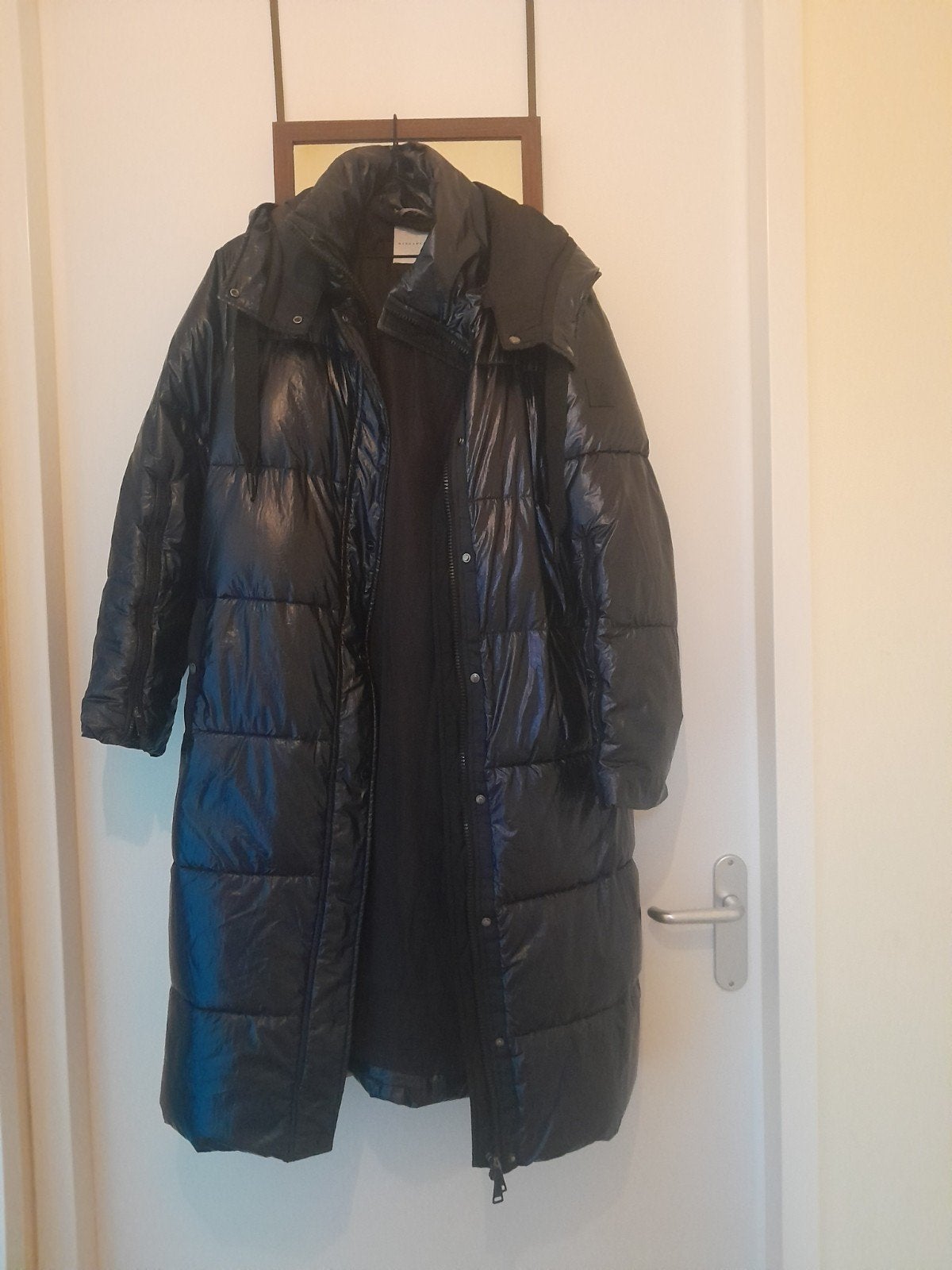 Rino & Pelle lange donker blauw gewatteerde jas, Zwart, Maat 42/44 (L), Ophalen of Verzenden, Zo goed als nieuw