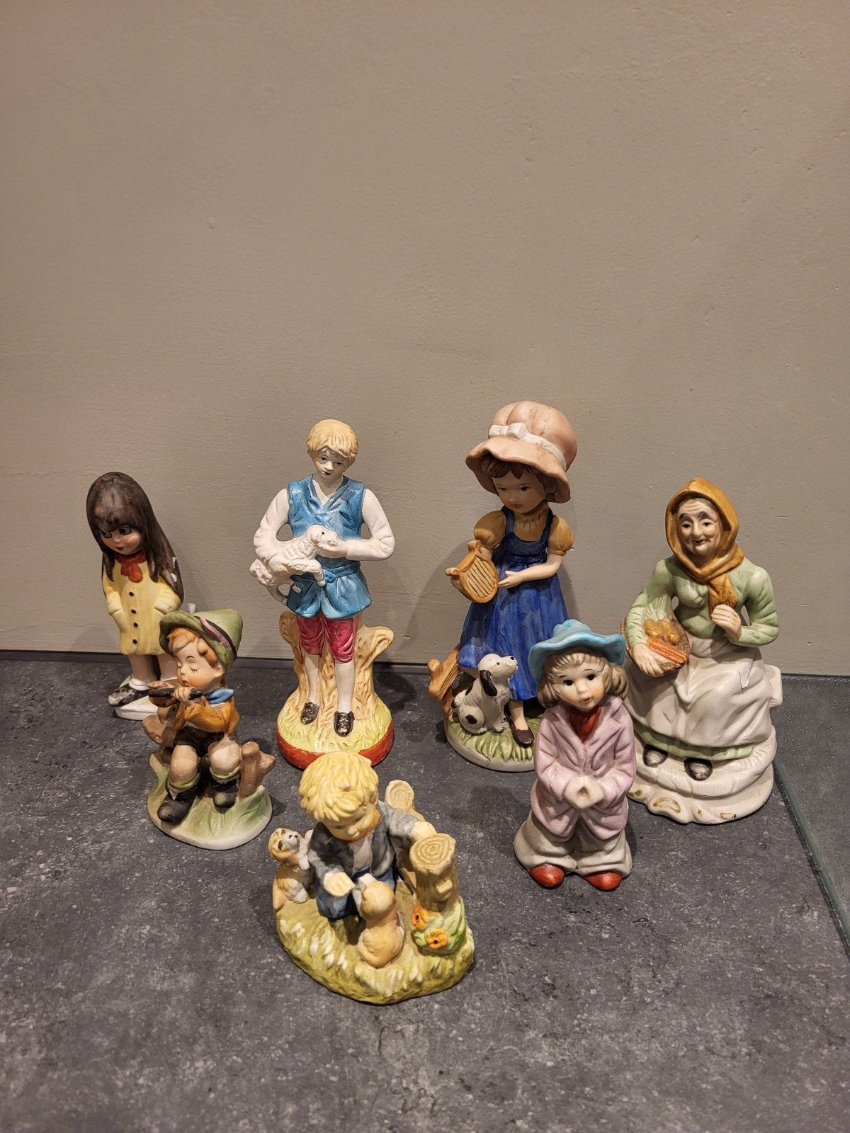 Set van 7 vintage porseleinen beeldjes, Ophalen of Verzenden, Gebruikt, Mens