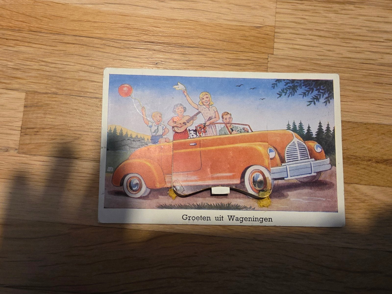 Vintage uitschuifbare ansichtkaart 'Groeten uit Wageningen', Verzamelen, Ophalen of Verzenden, 1940 tot 1960, Gelopen, Gelderland