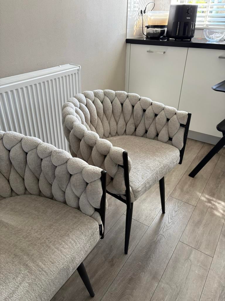 Eetkamerstoelen 4 stuks, Huis en Inrichting, Stoelen, Ophalen, Gebruikt, Overige kleuren, Gevlochten eetkamerstoelen