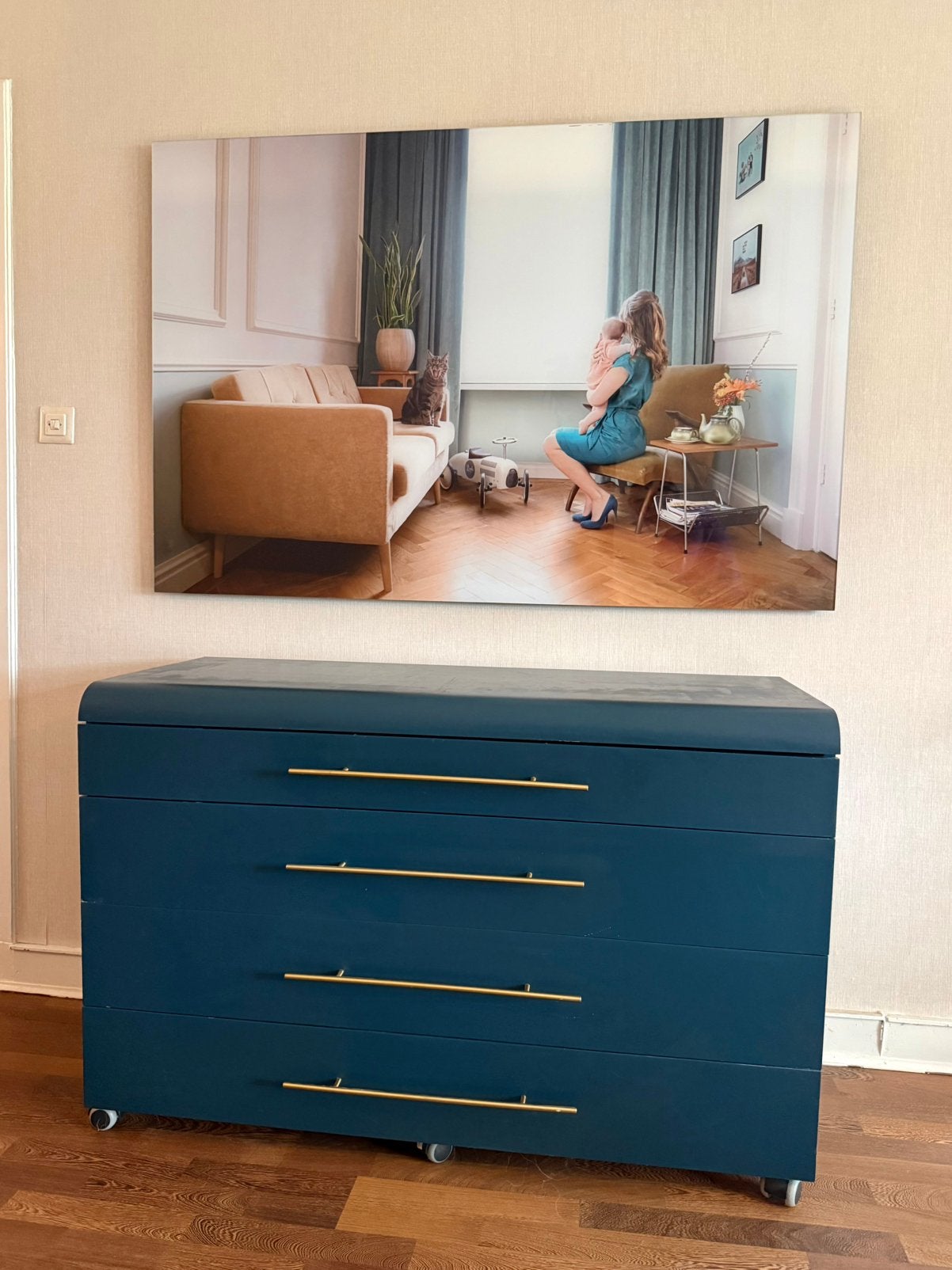 Ladekast - Hague Blue Farrow & Ball, Ophalen, Zo goed als nieuw, 25 tot 50 cm, 50 tot 100 cm