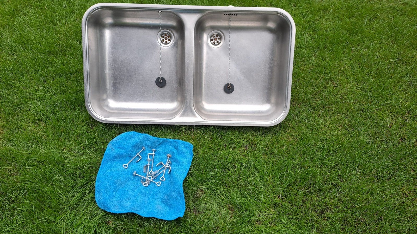Te koop RVS dubbele spoel bak., Ophalen, Gebruikt