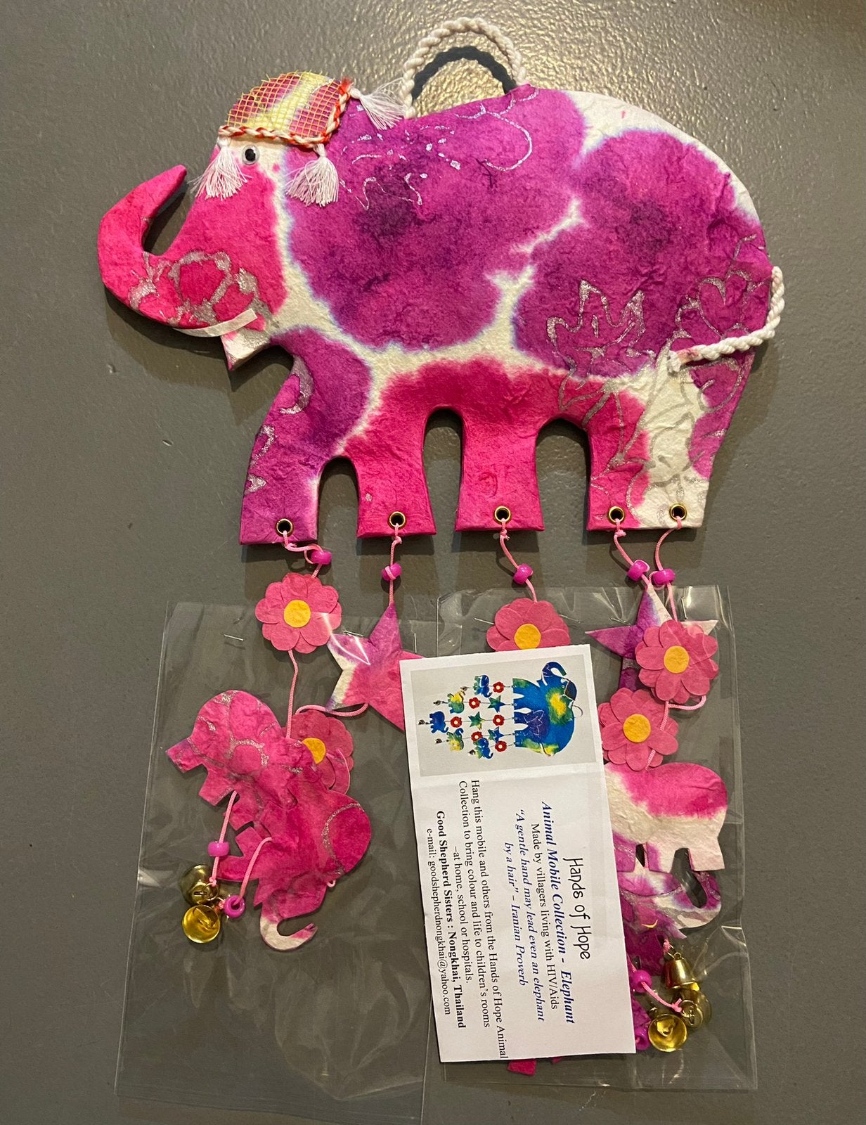 Olifant mobiel voor kinderkamer NIEUW, Nieuw, Ophalen of Verzenden, Mobiel, Handgemaakt