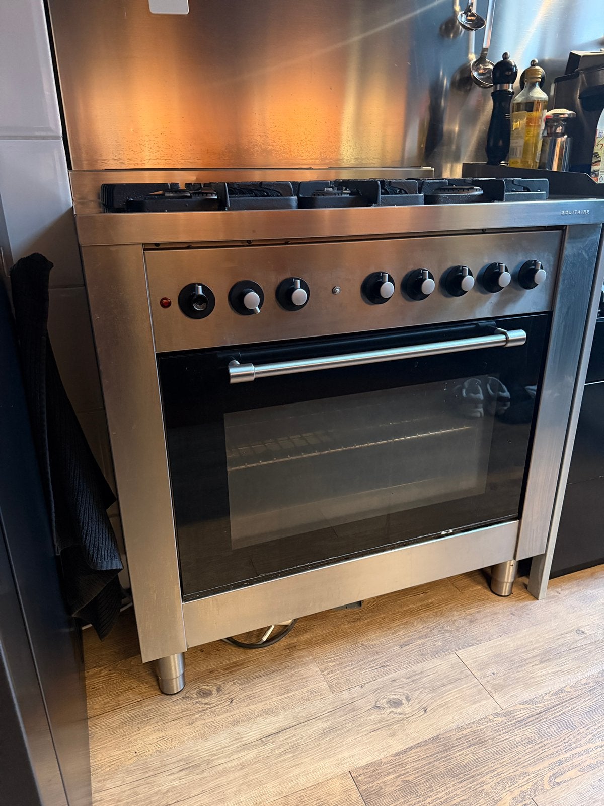 Rvs gasgornuis 5 pts Solitaire, Witgoed en Apparatuur, Ophalen, Gebruikt, 60 cm of meer, Gas