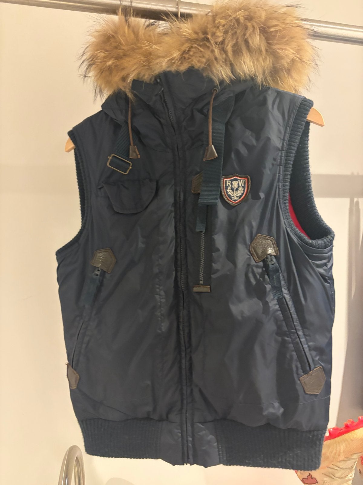 River Woods Donkerblauwe Bodywarmer met Afneembare Kraag, Ophalen of Verzenden, Zo goed als nieuw, Maat 38/40 (M), Blauw