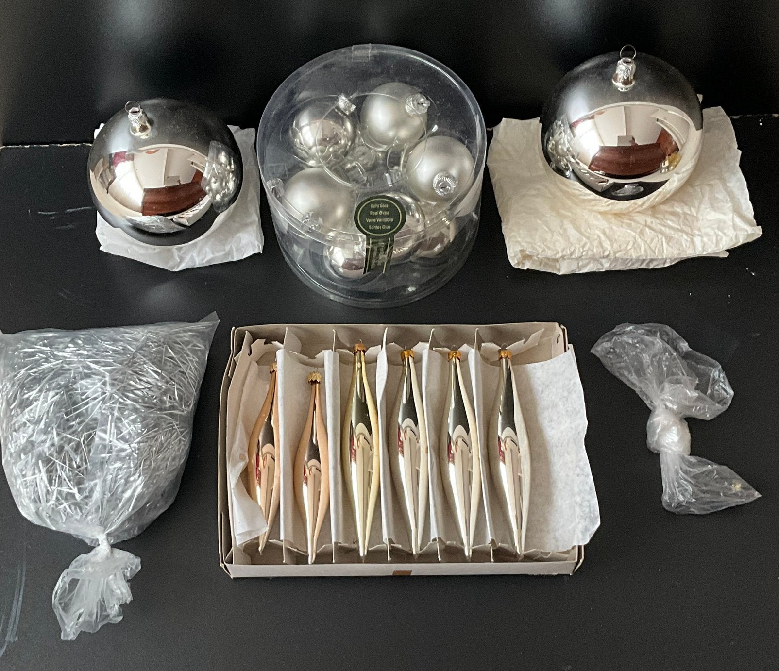 Glazen kerstballen en menukaarthouders, Diversen, Kerst, Ophalen, Zo goed als nieuw