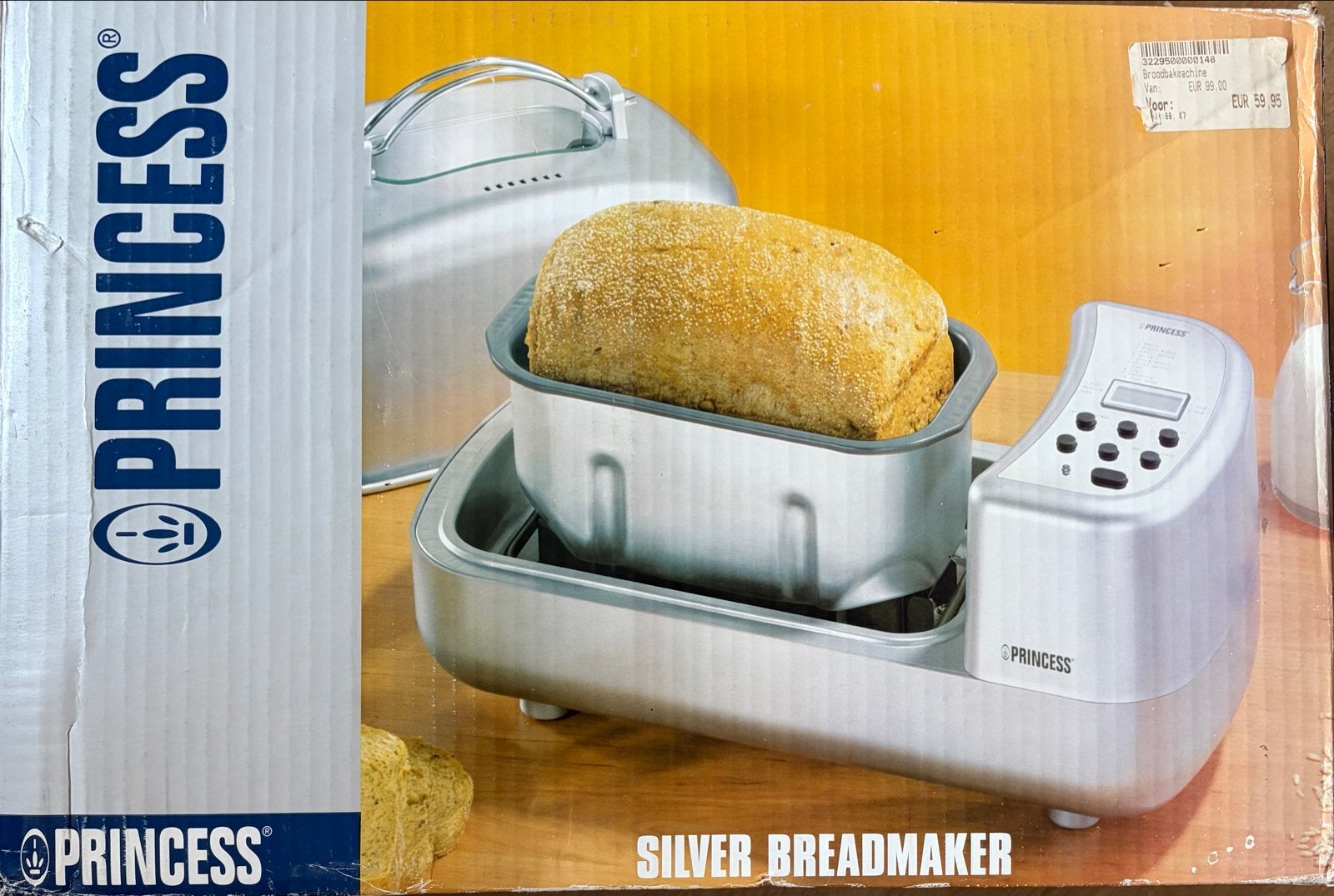 Princess Silver Broodbakmachine - Nieuw in doos, Met timer, 800 tot 1200 gram deeg, Nieuw, Ophalen of Verzenden