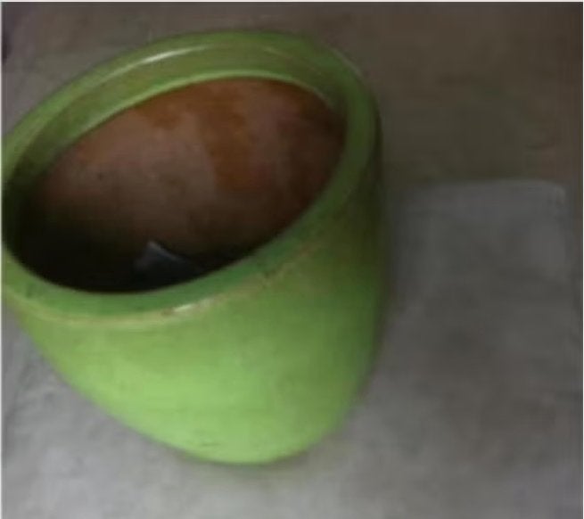 Bloempot keramiek groen hoogte 25 cm br 14 cm, Rond, Binnen, Ophalen of Verzenden, Aardewerk