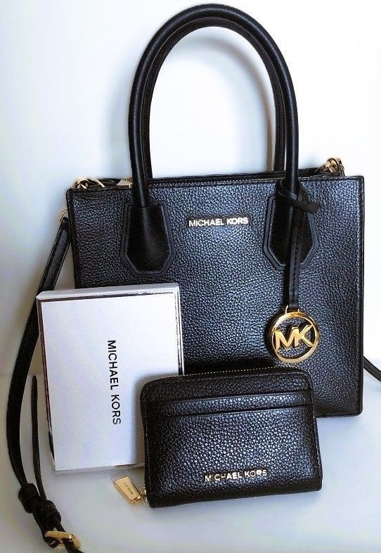Set originele Michael Kors tas crossbody + portemonnee zwart, Verzenden, Zo goed als nieuw, Zwart, Schoudertasje