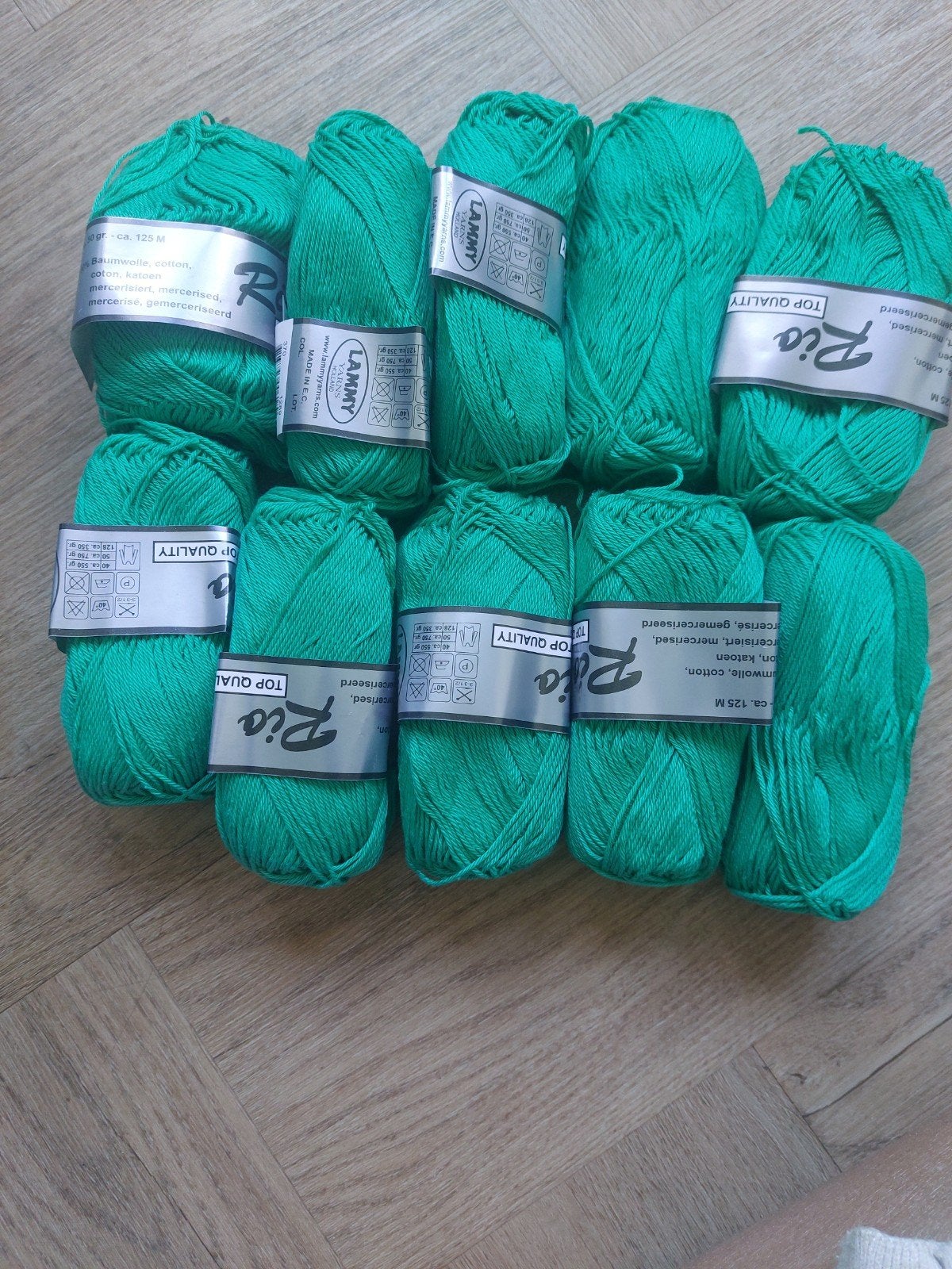 10 Nieuwe Bollen Haakkatoen - Lammy Yarns Rio Groen, Hobby en Vrije tijd, Ophalen of Verzenden, Nieuw, Haken, Wol of Garen