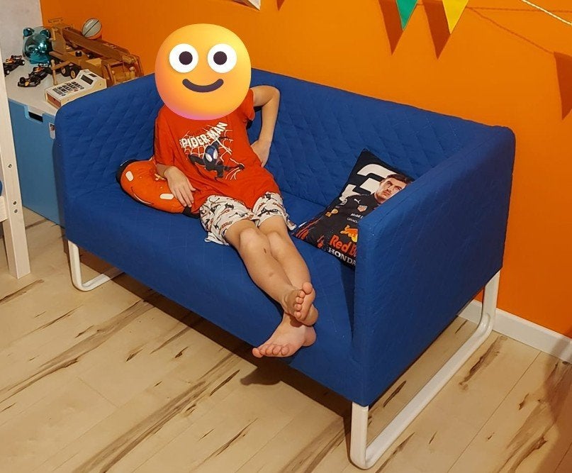 Ikea Knopparp bankje blauw voor kinderkamer, Ophalen, Gebruikt, Minder dan 75 cm, Tweepersoons