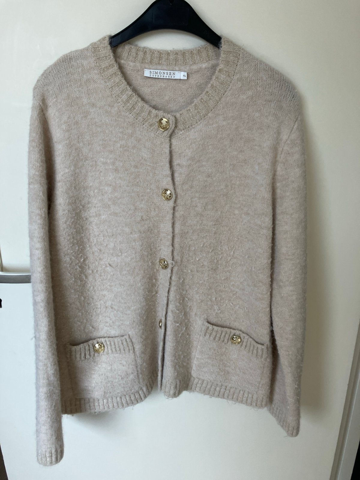 SIMONSEN COPENHAGEN Vest XL - Beige met gouden knopen, Ophalen of Verzenden, Gedragen, Maat 46/48 (XL) of groter, Beige
