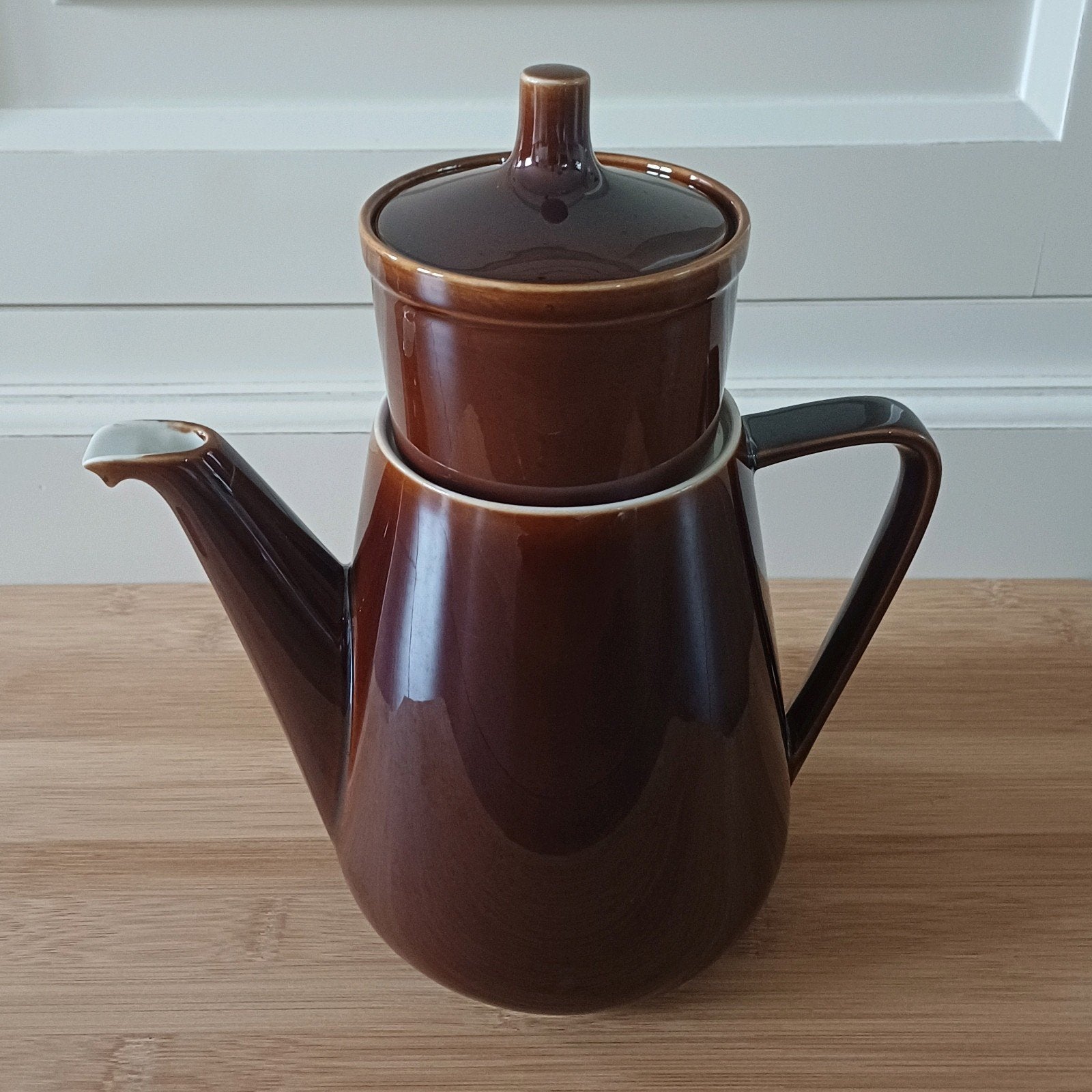 Vintage Villeroy & Boch donkerbruine Koffiepot met Filter -, Ophalen, Overige typen, Zo goed als nieuw, Steen/keramiek