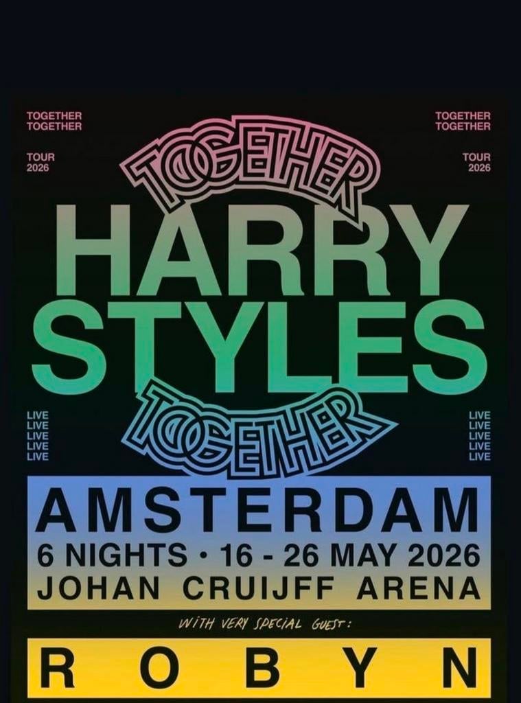 Harry Styles 22 mei Amsterdam  
REARGA Staanplaatsen, Tickets en Kaartjes, Evenementen en Festivals, Drie personen of meer
