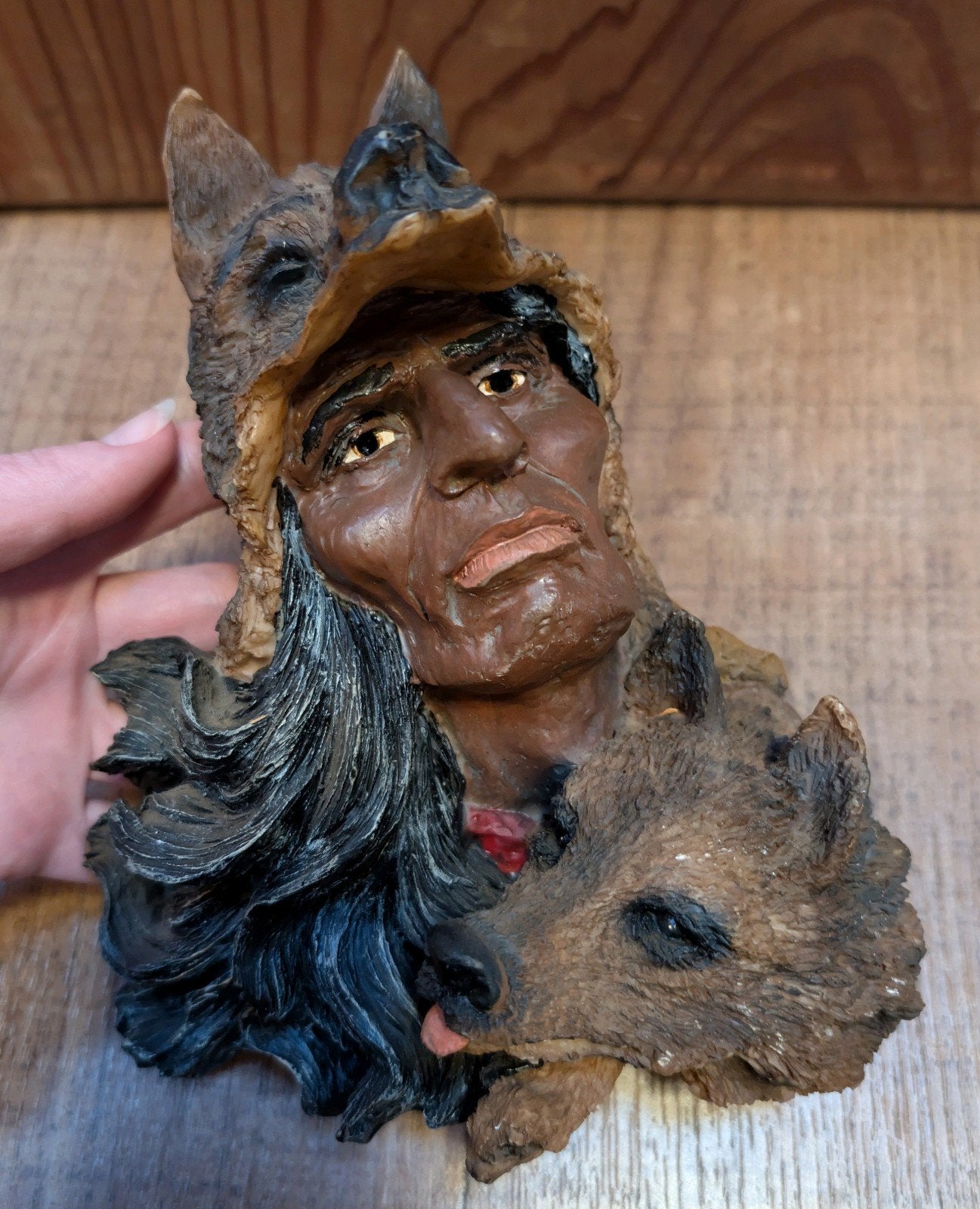 Wanddecoratie - Indiaan met wolf, Ophalen of Verzenden, Zo goed als nieuw, Dier