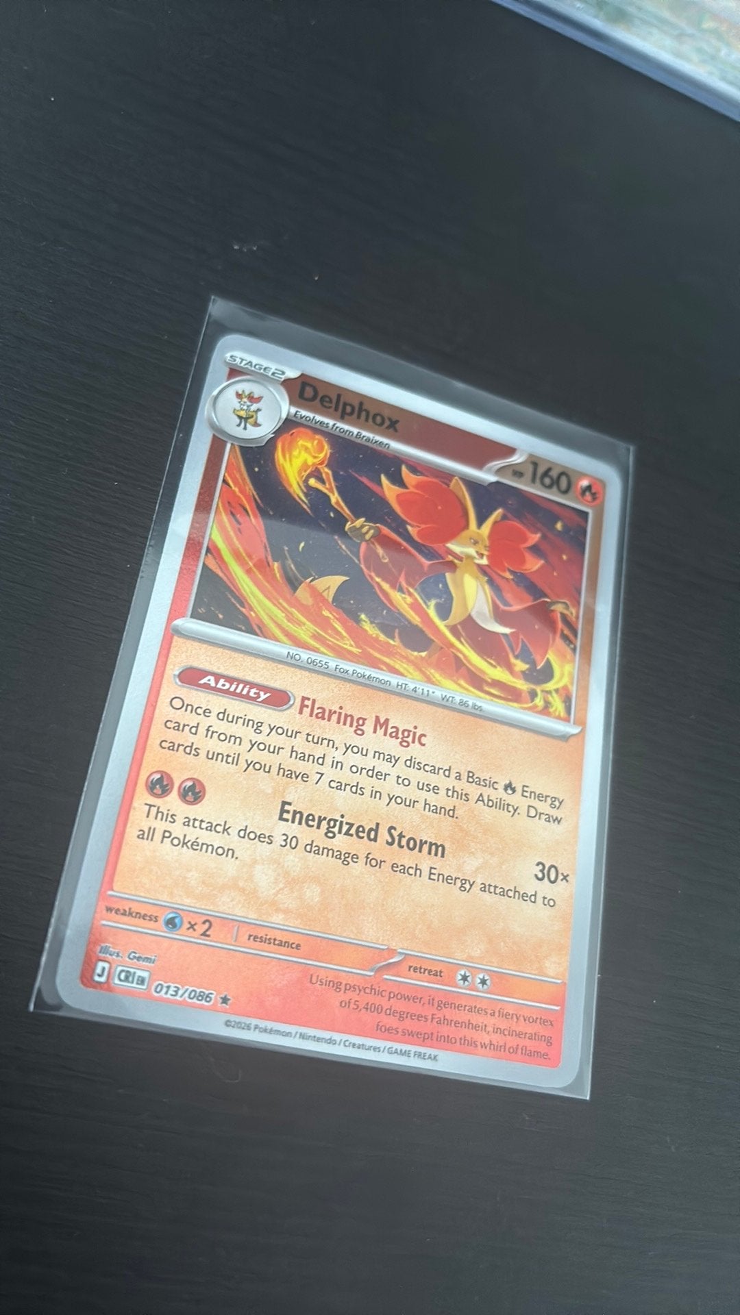 Delphox reverse holo 013/086 Pokémon Chaos Rising, Ophalen of Verzenden, Zo goed als nieuw