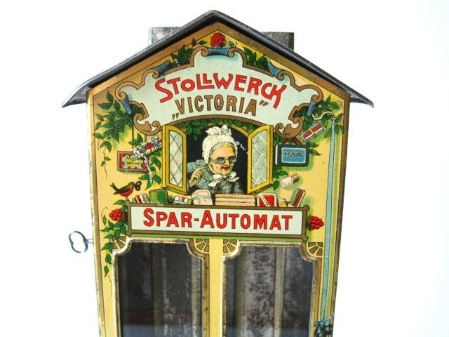 Stollwerck blikken sparpot - automaat Duitsland ca 1900, Ophalen of Verzenden