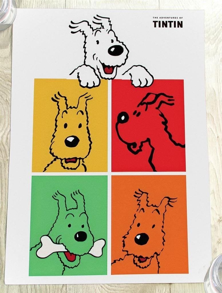 50x70 cm Poster The Adventures of Tintin | Kuifje Hond Bobbi, Verzenden