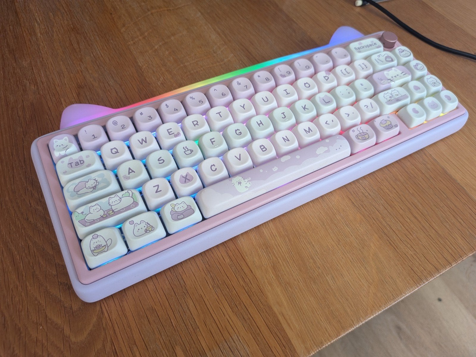 Paw65 mechanisch toetsenbord met custom keycaps, Computers en Software, Toetsenborden, Hot-swappable, Ophalen of Verzenden, Zo goed als nieuw
