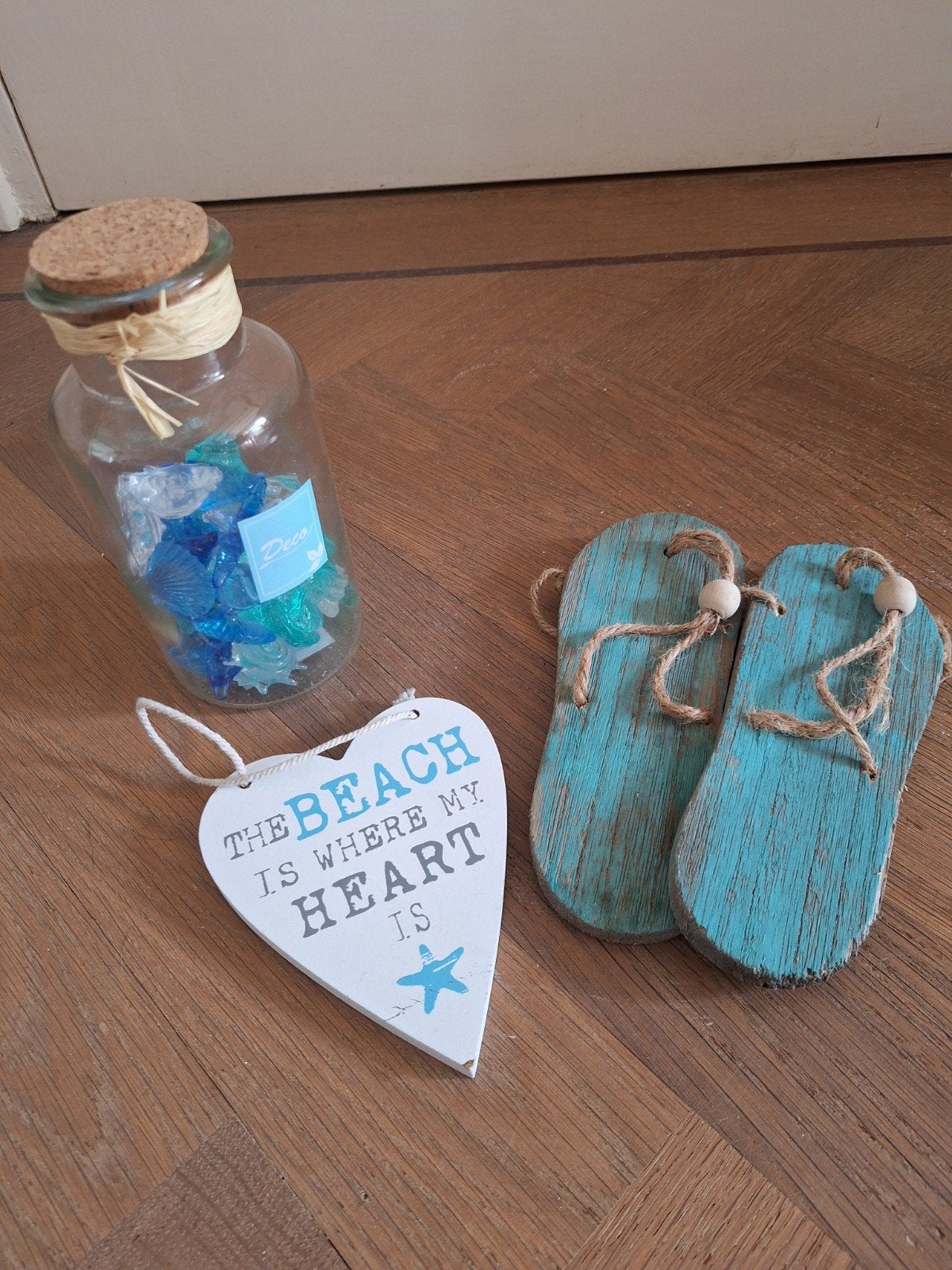 Zomer Decoratie setje slippertjes turqoise aqua, Huis en Inrichting, Woonaccessoires | Overige, Ophalen of Verzenden, Zo goed als nieuw