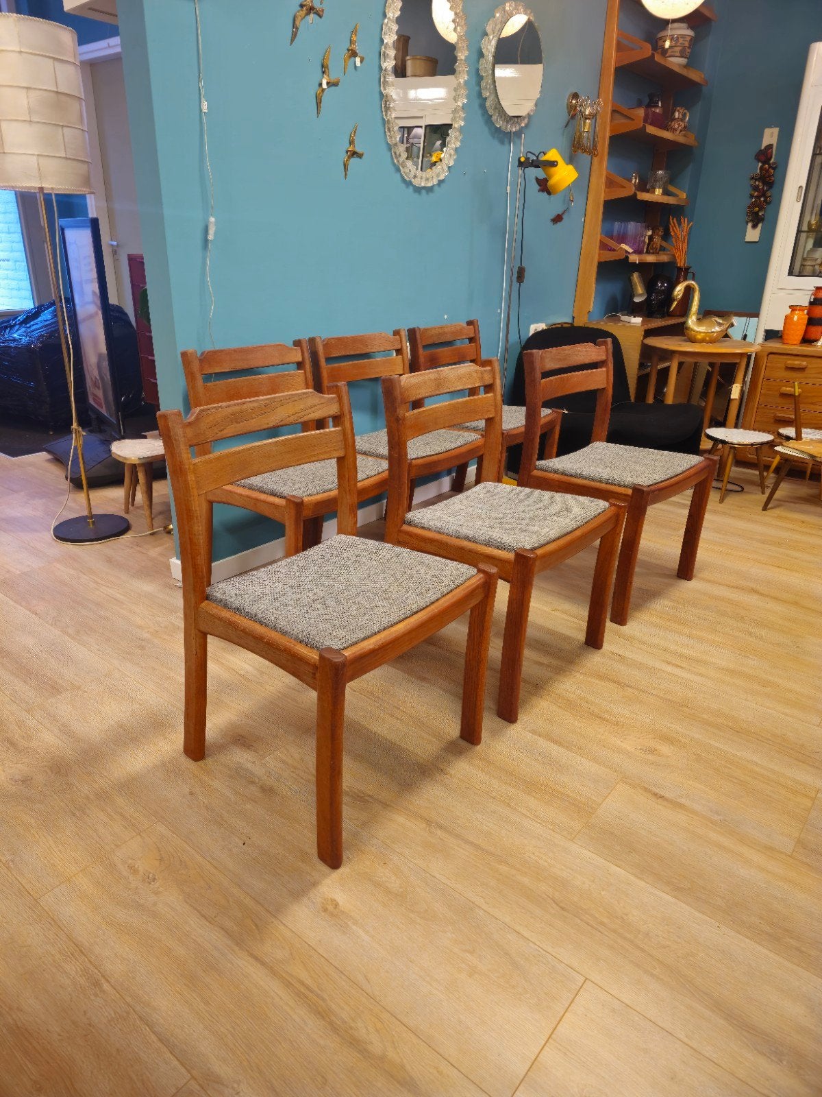 Set van 6 Dyrlund Vintage Teakhouten Eetkamerstoelen, Ophalen