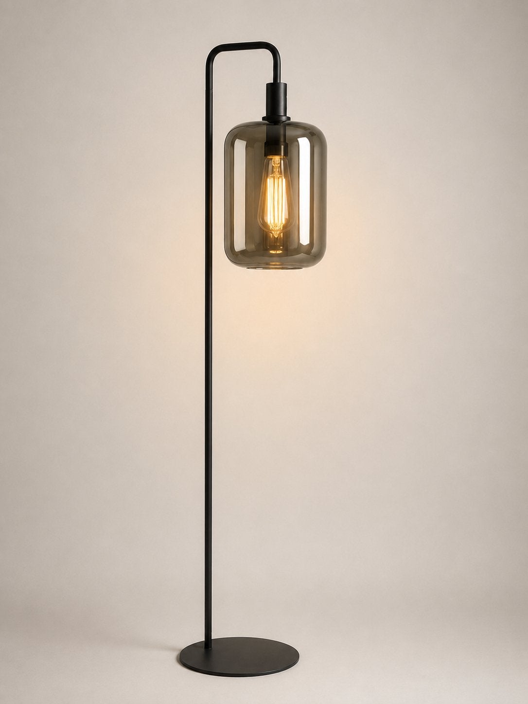 Vloerlamp Lekar  Light & Living zwart met smoke glas, Huis en Inrichting, Ophalen, Zo goed als nieuw, Glas, 150 tot 200 cm