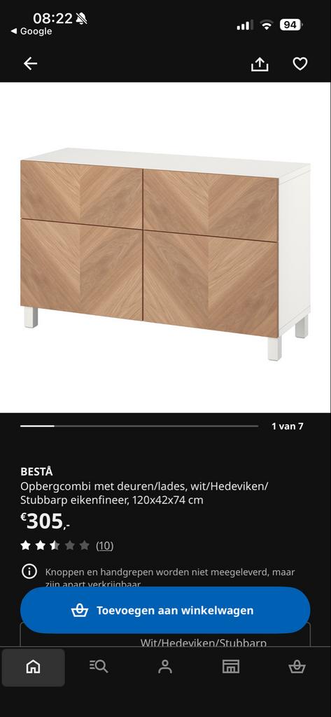 Ikea Besta opbergcombi met deuren/lades - 120x42x74 cm, Huis en Inrichting, Kasten | Kledingkasten, Ophalen of Verzenden, Zo goed als nieuw