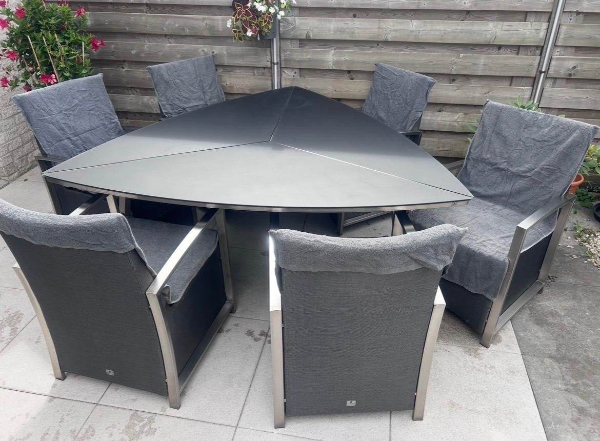 Tuinset 4 seasons outdoor RVS, Ophalen, Gebruikt, Eettafel, 6 zitplaatsen