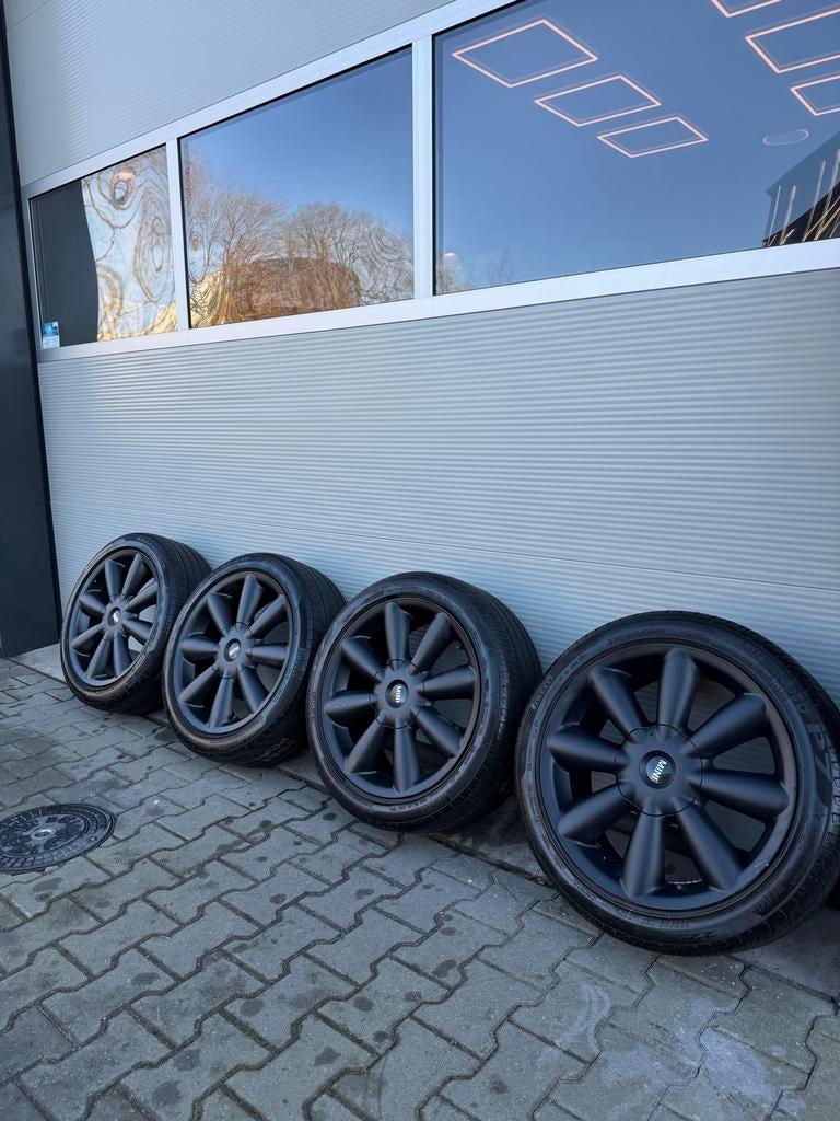 Mini Countryman 18 inch zomerwielenset - Zwart, 18 inch, Gebruikt, Banden en Velgen, Ophalen of Verzenden