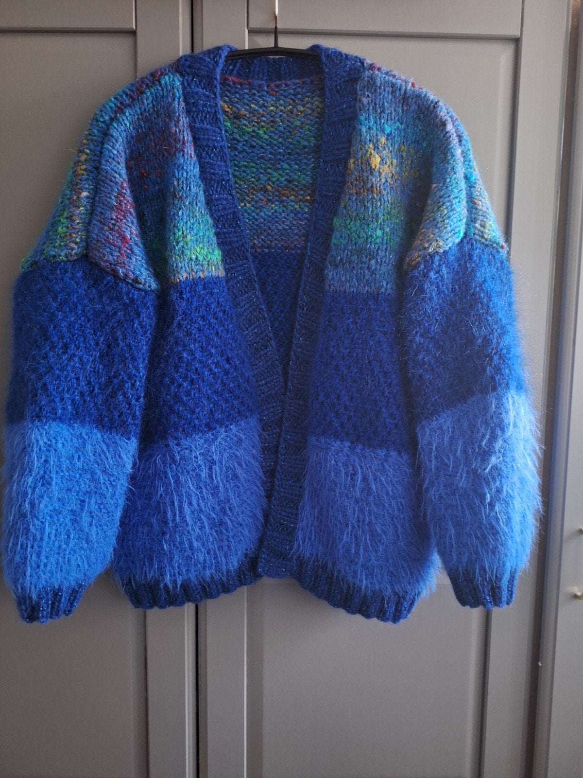 Nieuw handgemaakt mohair vest, grote maat., Ophalen of Verzenden, Nieuw, Maat 46/48 (XL) of groter, Blauw