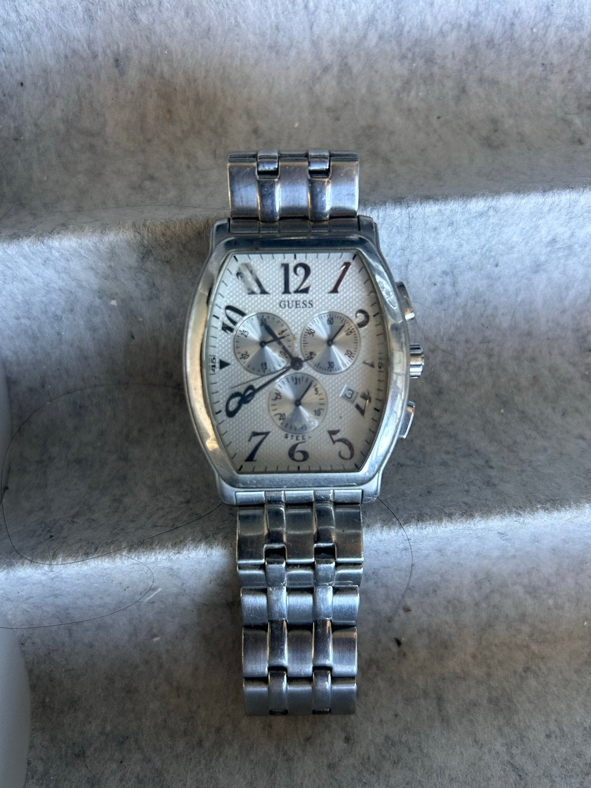 Guess Heren Polshorloge - Zilverkleurig Staal, Gebruikt, Staal, Polshorloge, Ophalen