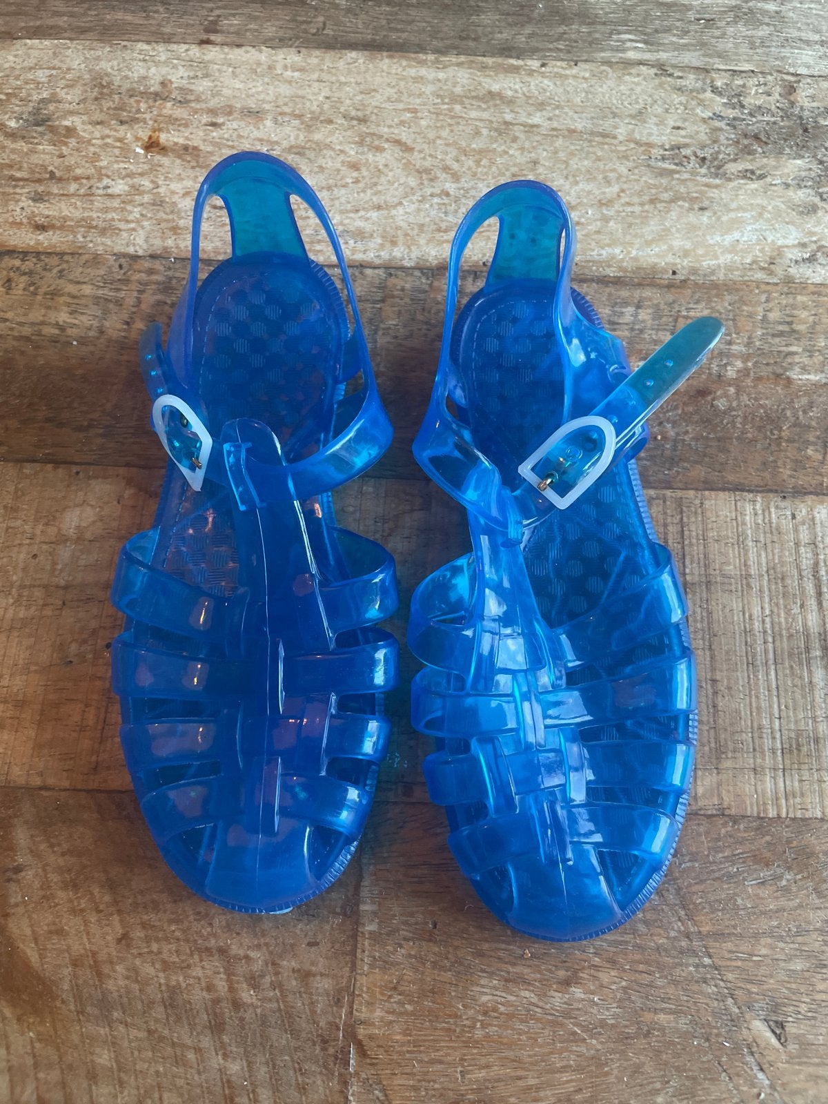 Blauwe plastic sandalen - maat 35, Kinderen en Baby's, Ophalen of Verzenden, Zo goed als nieuw, Jongen of Meisje, Overige typen