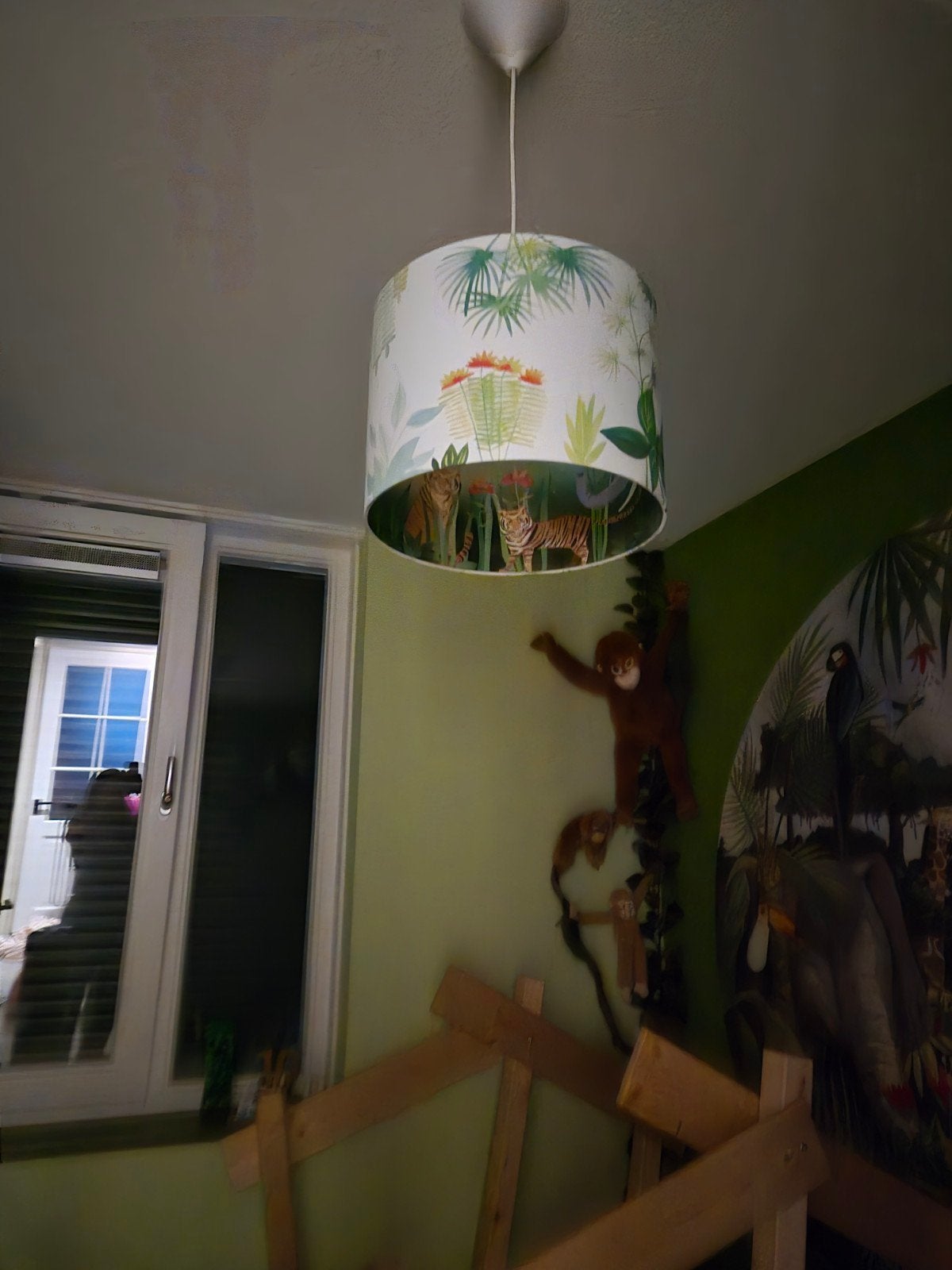 Jungle kamer accessoires: lamp, apen, vilten bladeren, Gebruikt, Overige merken, Overige typen, Ophalen of Verzenden