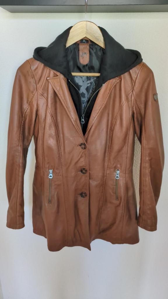Cognac halflange echt leren jas van Gipsy, Gipsy, Bruin, Ophalen of Verzenden, Maat 36 (S)