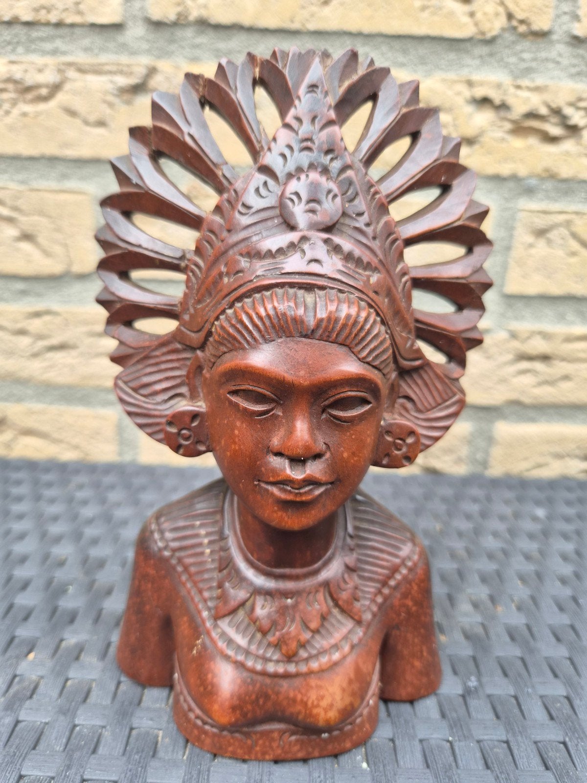 Vintage Balinese danseres buste - Djanger / Legong, Minder dan 20 cm, Buste, Ophalen of Verzenden, Handgemaakt